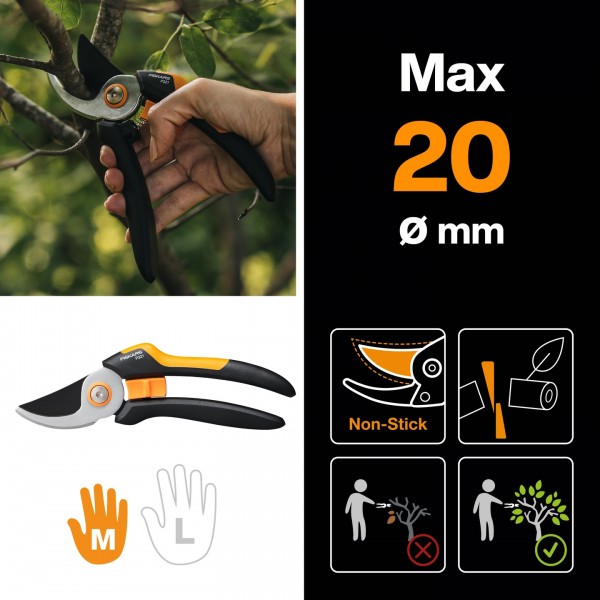 Плоскостной секатор до 20 мм Fiskars Solid™ P321 Bypass (1057162)