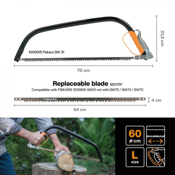 Лучкова пила Fiskars SW30 61 см 24" (1000615) пилки