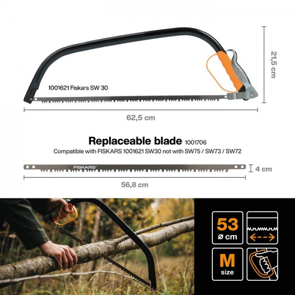 Лучкова пила Fiskars SW30 54 см 21" (1001621) пилки