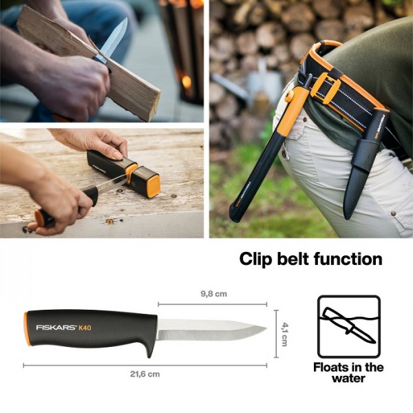 Універсальна сокира Fiskars S X10 121443 (1015619) + Ніж загального призначення Fiskars з чохлом K40 125860 1001622 (1060001)