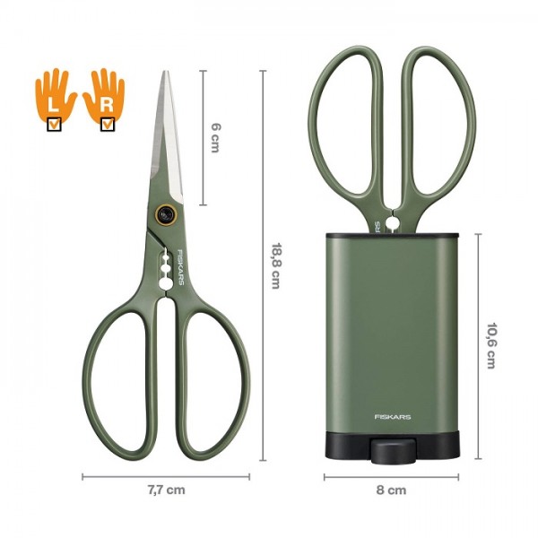 Ножницы для теплиц и комнатных растений Fiskars Plant care с держателем (1075316)