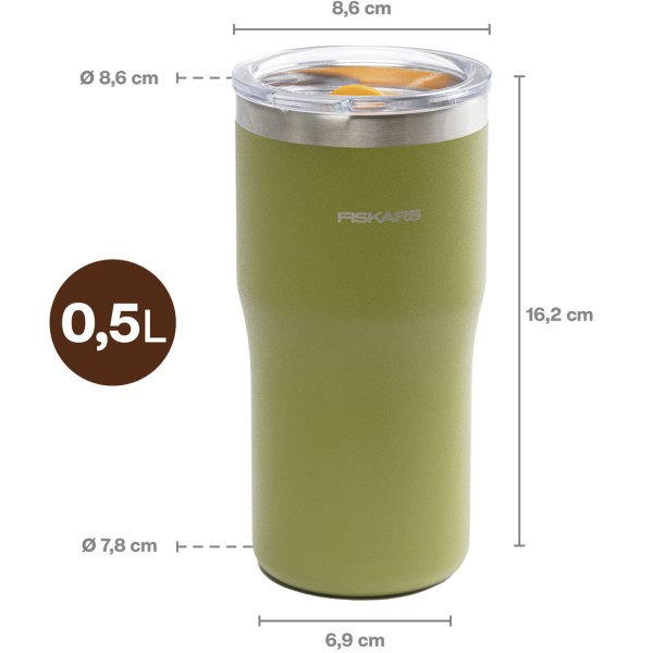 Термокружка Fiskars On-the-go 0.5л, зеленая, A14838 (1078763)
