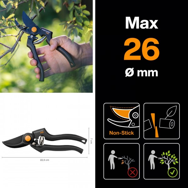 Профессиональный секатор Fiskars Pro P90 Bypass, 111960 (1001530)