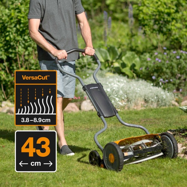 Механическая газонокосилка Fiskars StaySharp Plus Reel Mower, ширина 43 см, 113872 (1015649)