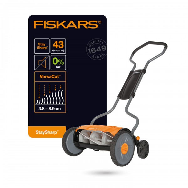 Механическая газонокосилка Fiskars StaySharp Plus Reel Mower, ширина 43 см, 113872 (1015649)