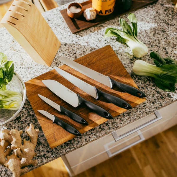 Набір кухонних ножів Fiskars Essential 5 шт з підставкою (1023782) 1023782