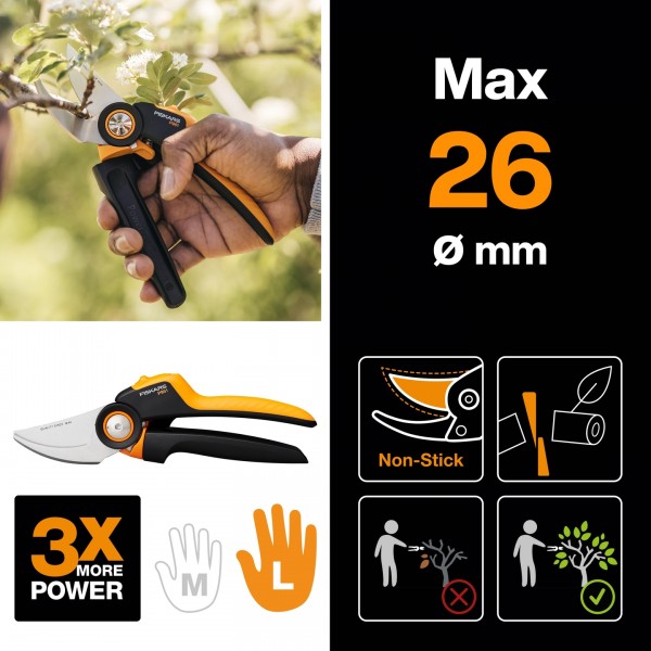 Площинний секатор до 26 мм Fiskars X-series™ Bypass L, P961 (1057175) 1057175