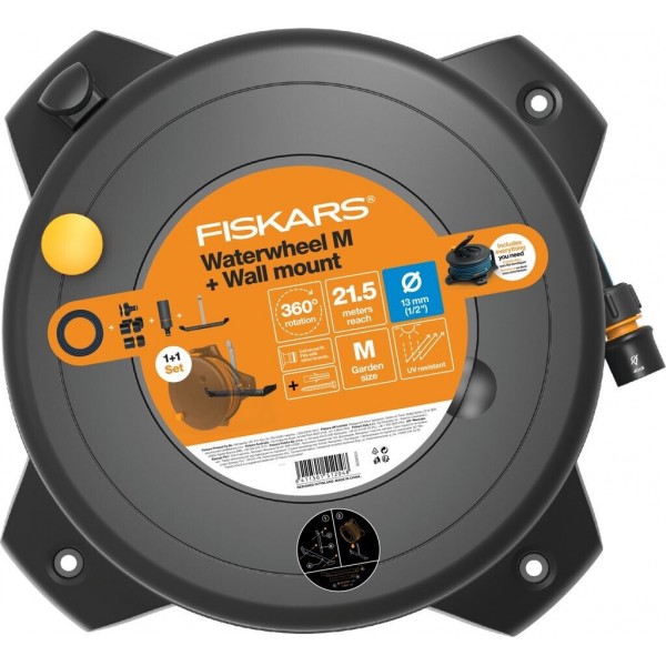 Котушка зі шлангом Fiskars Solid M 1/2" 13 мм, 20 м + настінний кронштейн (1059608) 1059608