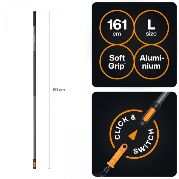 Ручка алюмінієва Fiskars OneClick L, 161 см + адаптер QF (1080705) 1080705 Ручка алюмінієва Fiskars OneClick L, 161 см + адаптер QF (1080705) 1080705
