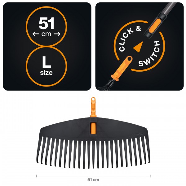 Граблі пластикові Fiskars OneClick L 51 см (1080673) 1080673 Граблі пластикові Fiskars OneClick L 51 см (1080673) 1080673