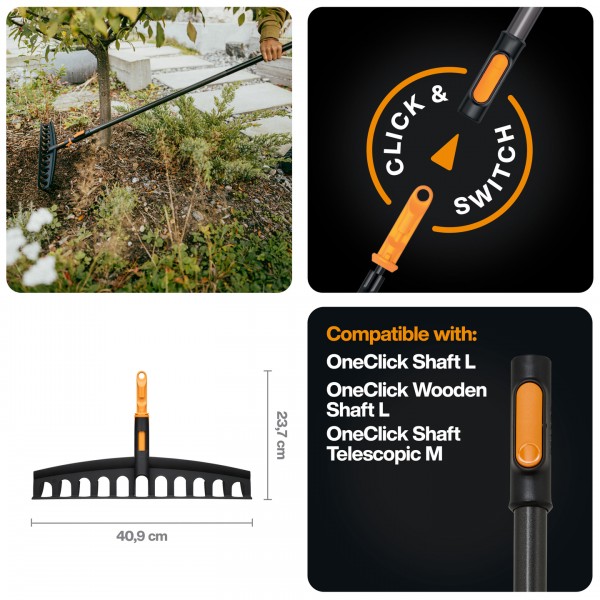 Граблі пластикові для грунту Fiskars OneClick 41 см (1080674) 1080674 Граблі пластикові для грунту Fiskars OneClick 41 см (1080674) 1080674