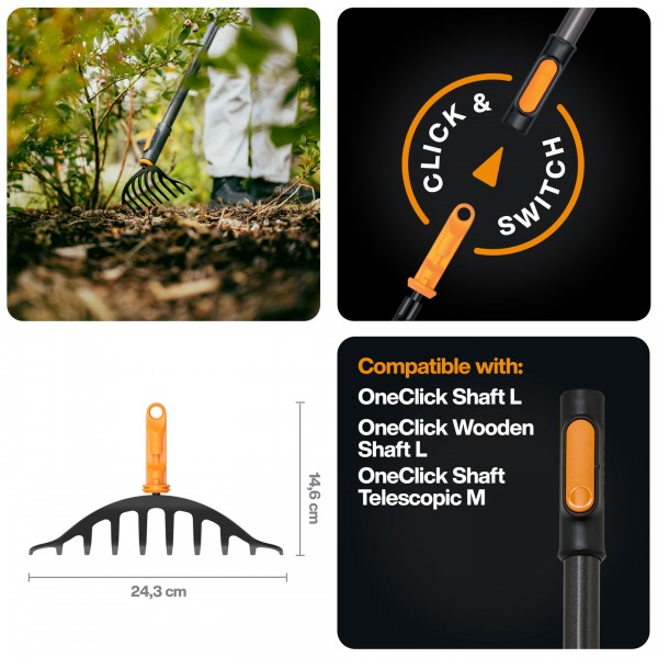 Граблі металеві для троянд Fiskars OneClick 24 см (1080676) 1080676 Граблі металеві для троянд Fiskars OneClick 24 см (1080676) 1080676