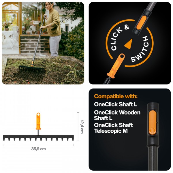 Граблі металеві для грунту Fiskars OneClick 36 см (1080677) 1080677 Граблі металеві для грунту Fiskars OneClick 36 см (1080677) 1080677