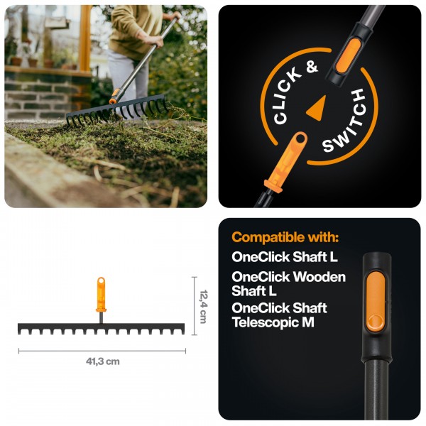 Граблі металеві для грунту Fiskars OneClick 41 см (1080678) 1080678 Граблі металеві для грунту Fiskars OneClick 41 см (1080678) 1080678