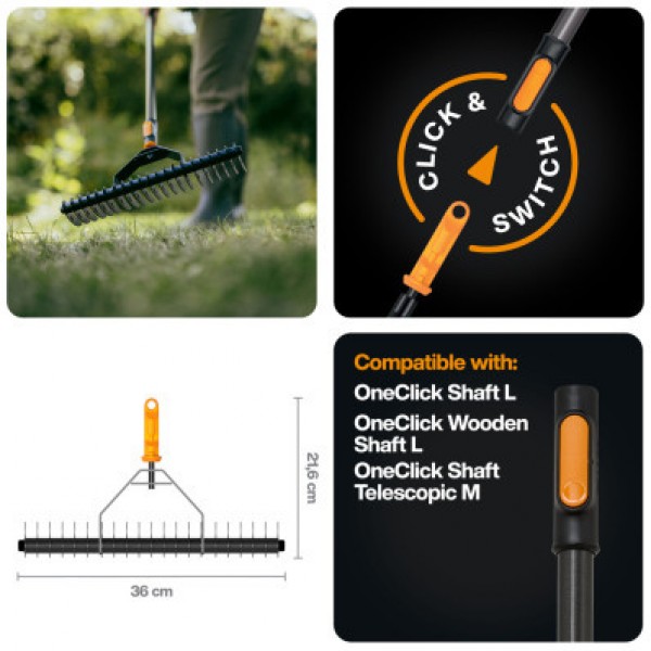 Граблі для аерації Fiskars OneClick 36 см (1080679) 1080679 Граблі для аерації Fiskars OneClick 36 см (1080679) 1080679