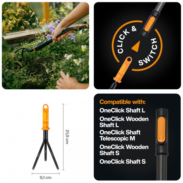Культиватор Fiskars OneClick 9 см + ручка мала (1080720) 1080720 Культиватор Fiskars OneClick 9 см + ручка мала (1080720) 1080720