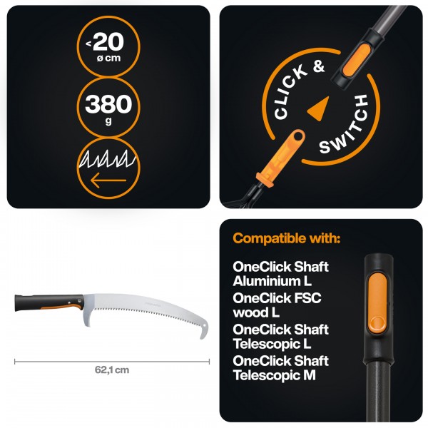 Садова пила з гаком Fiskars OneClick 36 см (1080690) 1080690 Садова пила з гаком Fiskars OneClick 36 см (1080690) 1080690