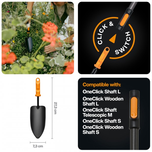 Садовий совок Fiskars OneClick 7 см + ручка мала (1080722) 1080722 Садовий совок Fiskars OneClick 7 см + ручка мала (1080722) 1080722