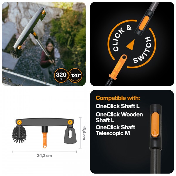 Щітка для водостоків Fiskars OneClick + ручка 220-400 см (1080718) 1080718 Щітка для водостоків Fiskars OneClick + ручка 220-400 см (1080718) 1080718