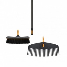 Граблі пластикові 51 см + щітка 34 см Fiskars OneClick + ручка 161 см (1080715)