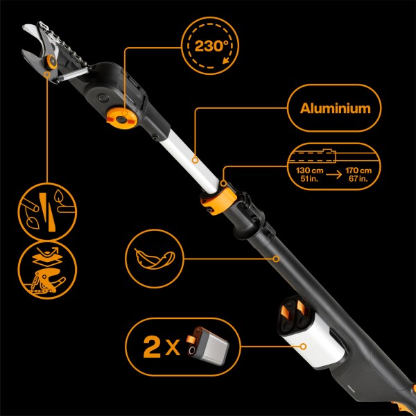 Акумуляторний сучкоріз до 32 мм Fiskars eLopper Bypass 1.3-1.7 м, БЕЗ АКУМУЛЯТОРА (1082299) 1082299