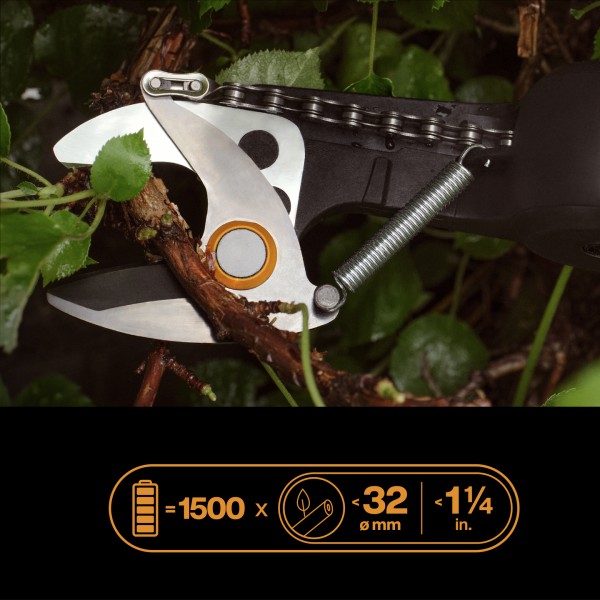 Акумуляторний сучкоріз до 32 мм Fiskars eLopper Bypass 1.3-1.7 м, БЕЗ АКУМУЛЯТОРА (1082299) 1082299