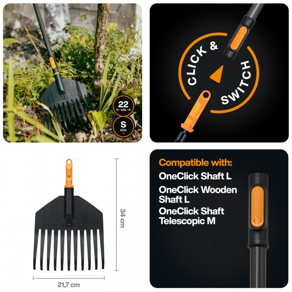 Граблі пластикові Fiskars OneClick S 22 см (1082704) 1082704 Граблі пластикові Fiskars OneClick S 22 см (1082704) 1082704