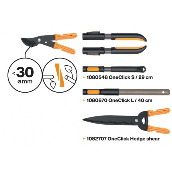 Сучкоріз для зелених гілок Fiskars OneClick Bypass до 30 мм (1082707) 1082707 Сучкоріз для зелених гілок Fiskars OneClick Bypass до 30 мм (1082707) 1082707