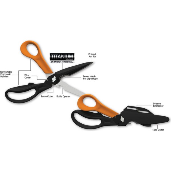 Багатофункціональні ножиці Fiskars Cuts+More леза з покриттям титановим 23 см 1000809
