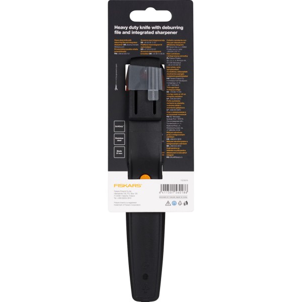 Нож Fiskars для тяжелых работ с точилкой (156018) 1023619