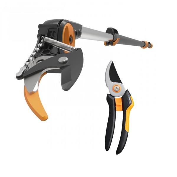 Телескопический высоторез до 32 мм Fiskars PowerGear™ X Telescopic UPX86, 2.4-4 м + секатор до 20 мм P321 (1023624)