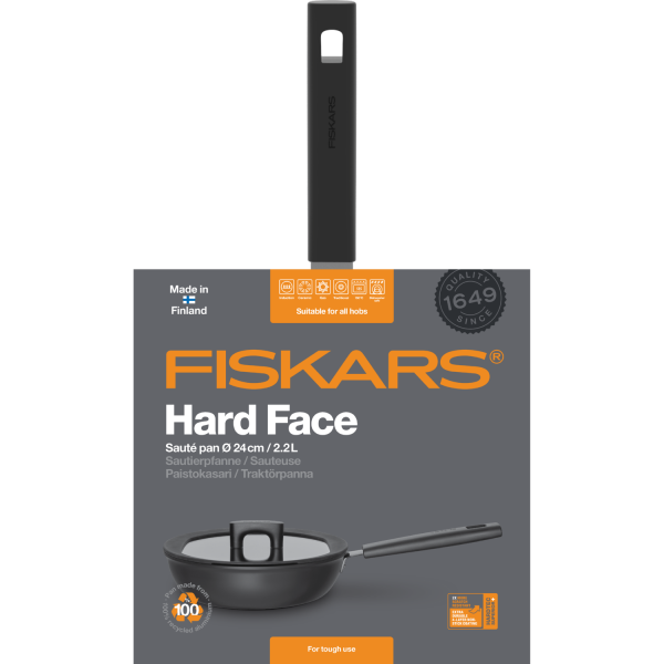 Сотейник Fiskars Hard Face с крышкой 24 см 1052230