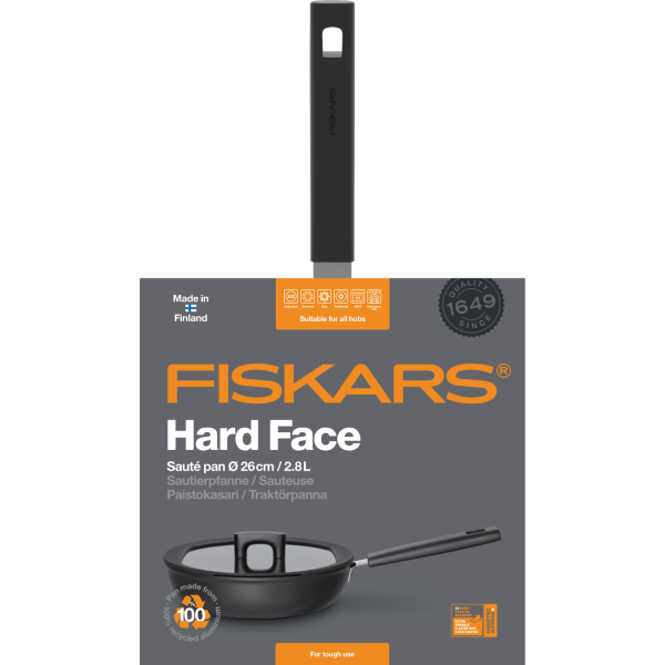 Сотейник Fiskars Hard Face с крышкой 26 см 1052231