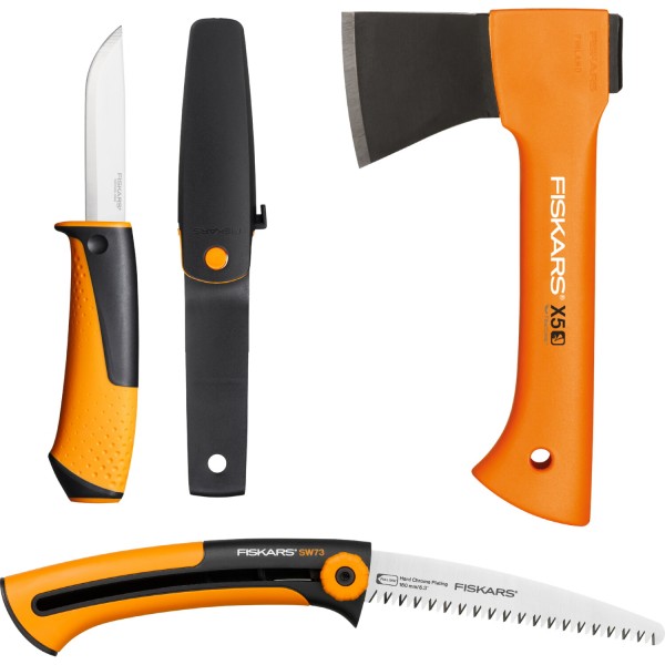 Подарочный набор Fiskars (Топор XXS X5 1015617 + нож + пила) 1057912
