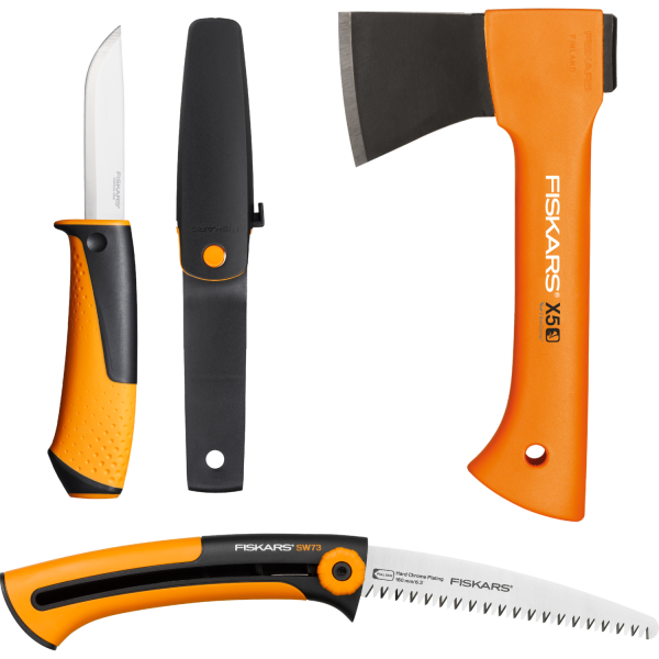Подарочный набор Fiskars (Топор XXS X5 1015617 + нож + пила) 1057912