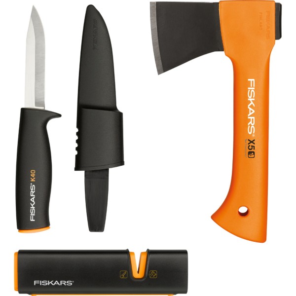 Подарочный набор Fiskars (Топор XXS X5 1015617 + нож + точилка) 1057913