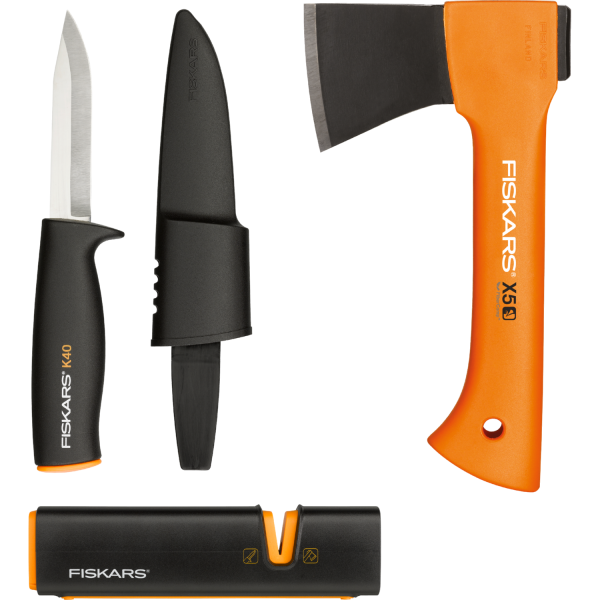 Подарочный набор Fiskars (Топор XXS X5 1015617 + нож + точилка) 1057913