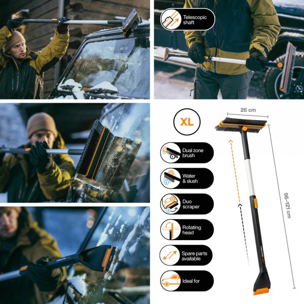 Щітка-скребок телескопічна поворотна 96-121 см Fiskars X-series™ 26 см (1078492)