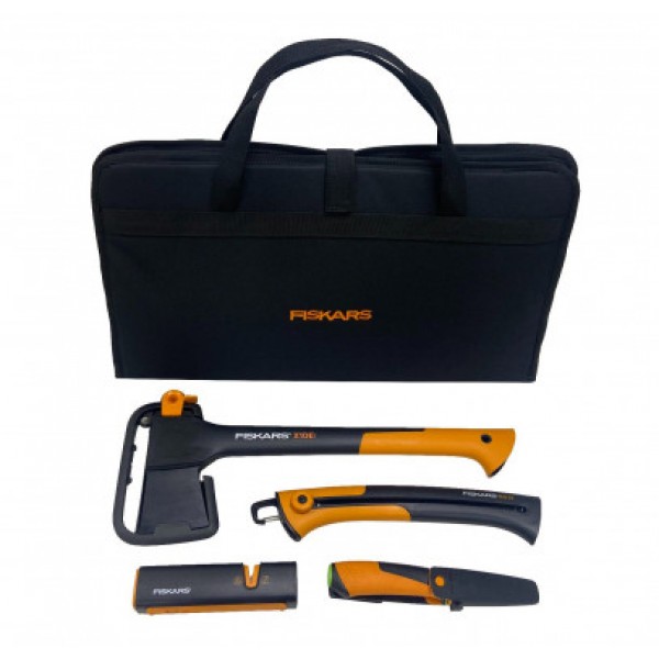 Подарочный набор Fiskars (Топор 1015619+точило 1000601+нож 1023619+пила 1000614) 2021282