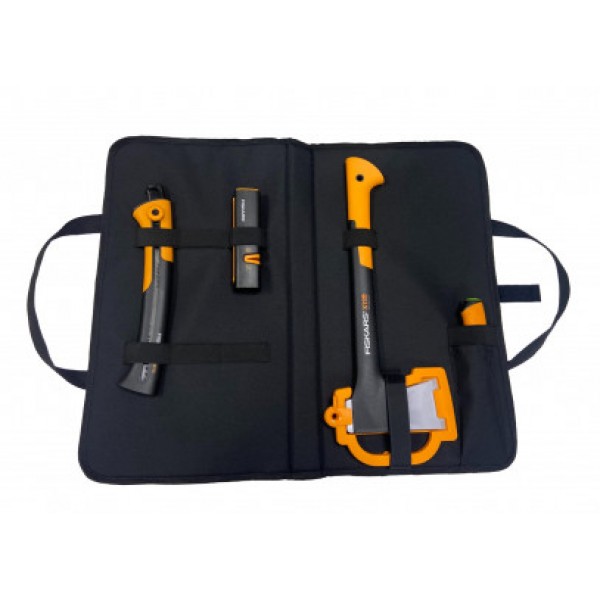 Подарочный набор Fiskars (Топор 1015640+точило 1000601+чем 1023619+пила 1000614) 2021284